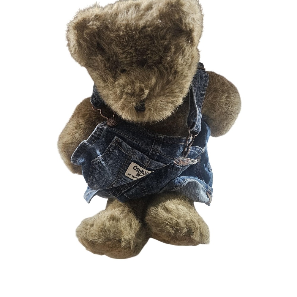 Build-A-Bear Brown Teddy Plush 16in OshKosh B'gosh Denim Overalls Toy Bear
